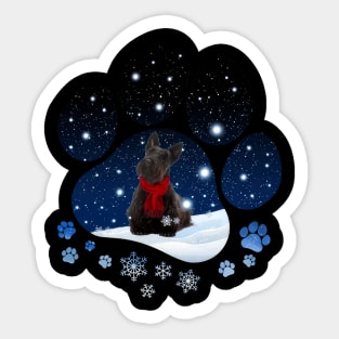 Snow Paw Scottish Terrier Christmas Winter Holiday Sticker